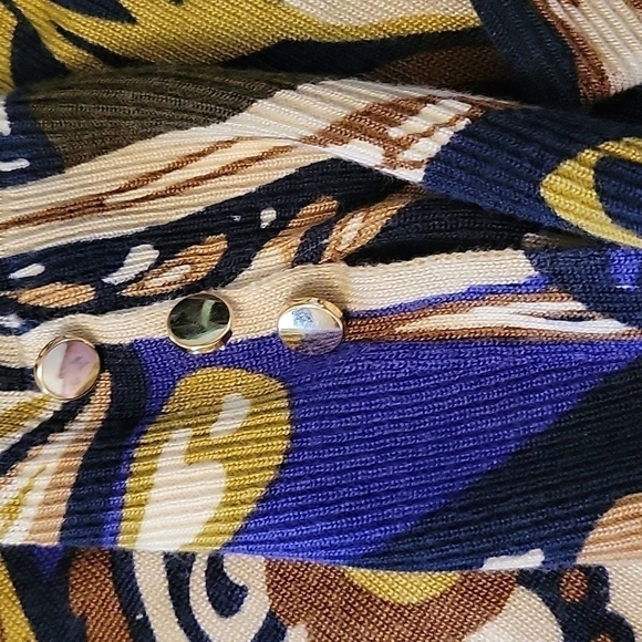 Chico's Retro Psychedelic Long Sleeve High Neck MOD Blouse - Picture 7 of 9